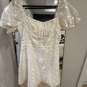 White Floral Textured Dress